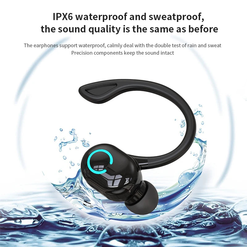 AeroBass Hook – Auriculares Bluetooth Deportivos con Gancho, Graves Potentes y Micrófono HD