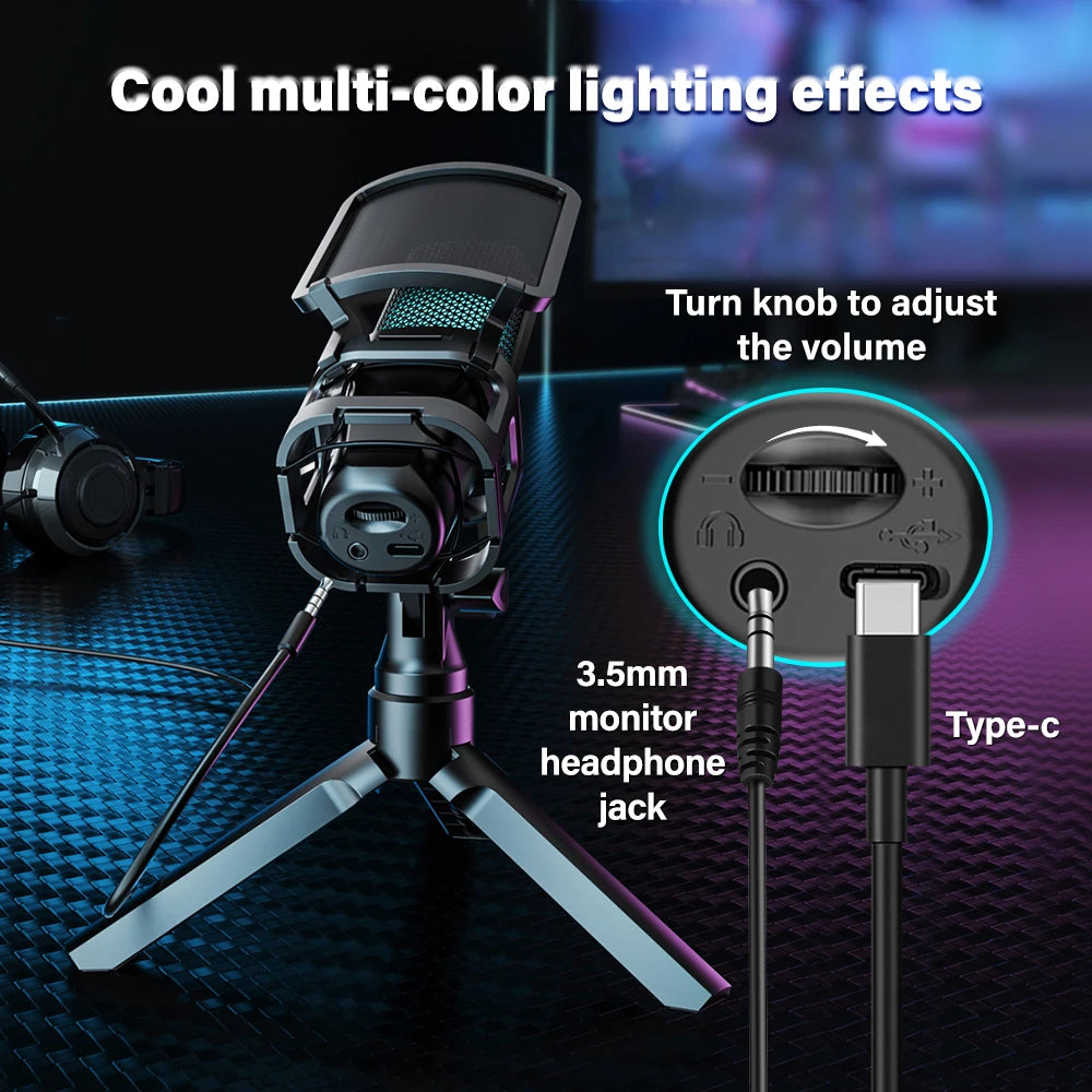 Micrófono Gaming RGB Haomuren con Brazo Articulado