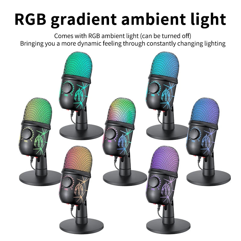 StudioMonitor RGB – Mic USB con Cancelación de Ruido y Jack